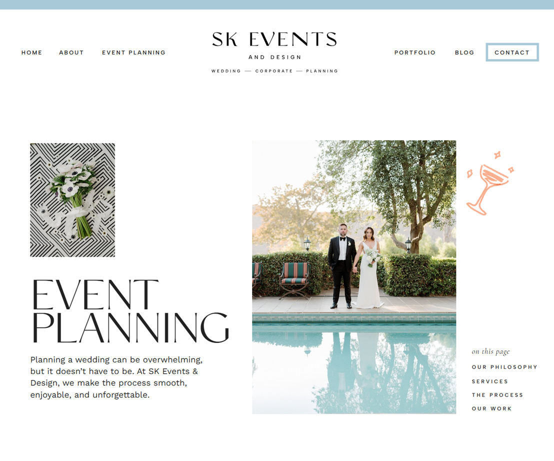Screenshot of the Home Page with Link below to website for SK Events